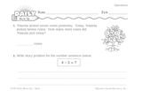 Math Warm-Up 61 for Gr. 1 & 2: Operations