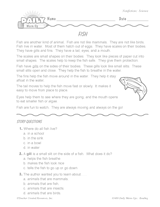 Science Reading Warm-Up: Fish